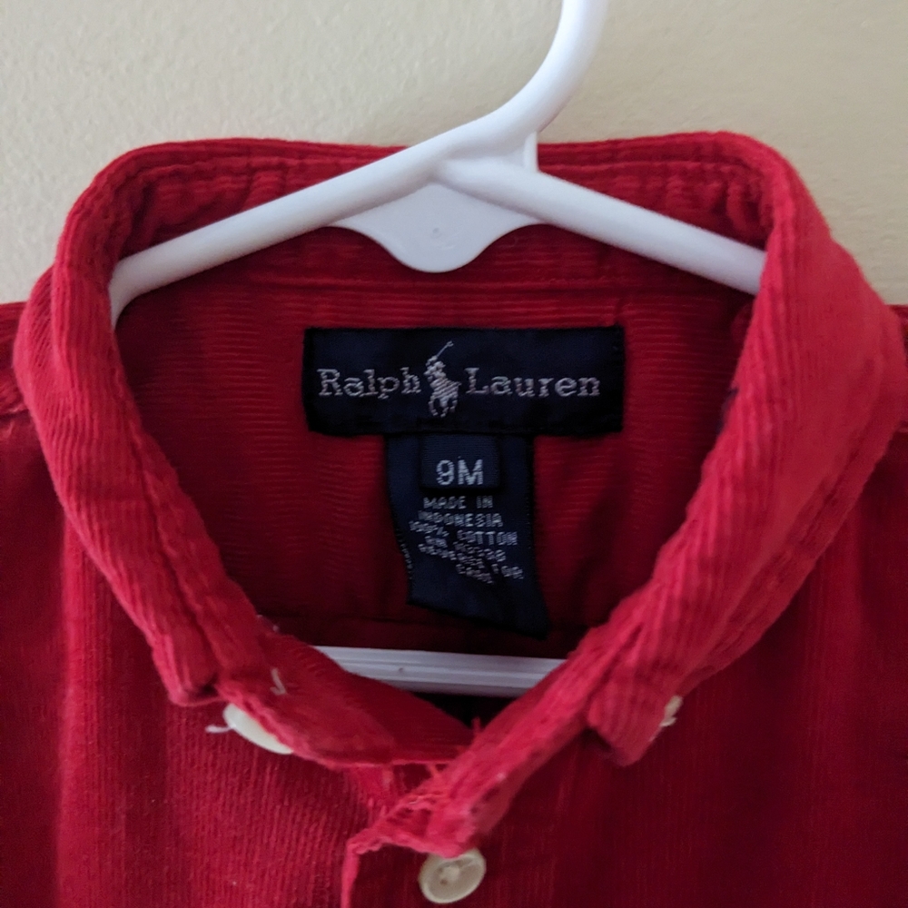 🌲Ralph Lauren Corduroy Button Down - sz 9 mo 🌲 - Picture 4 of 4